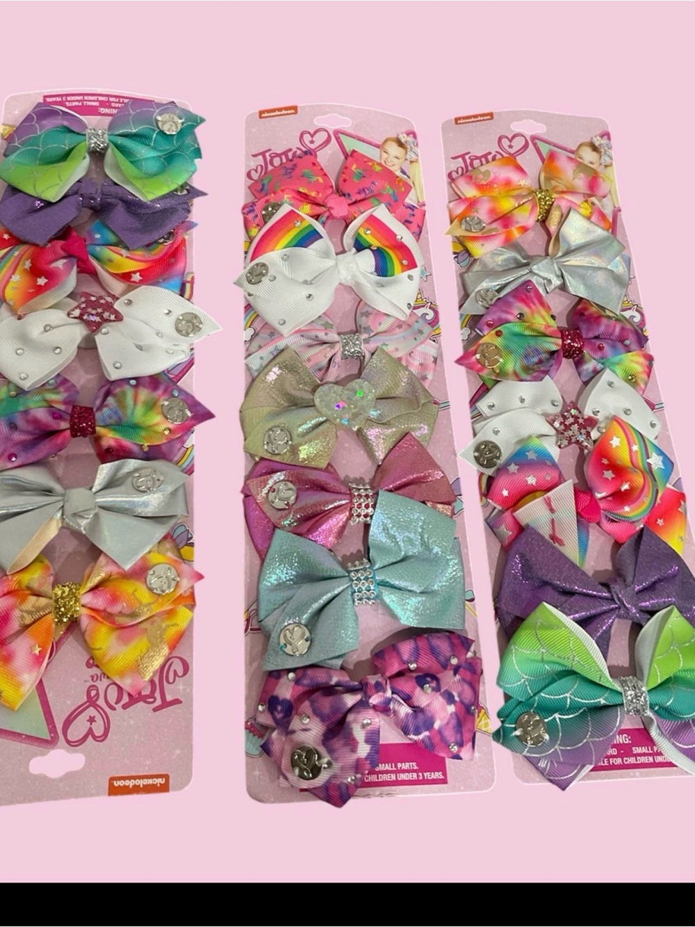 3 sets of Pastel Hair Bow Sets for 7 week days - Multi-Color